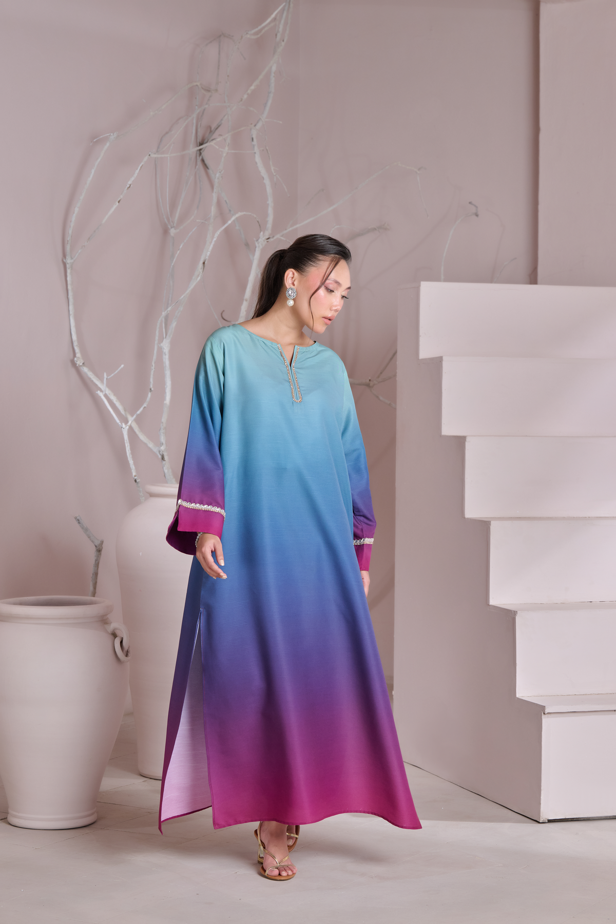 Silk 3Piece Printed Kaftan Set SF-402