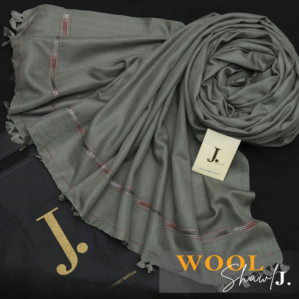 J. Men Wool Shawl Grey Matellic