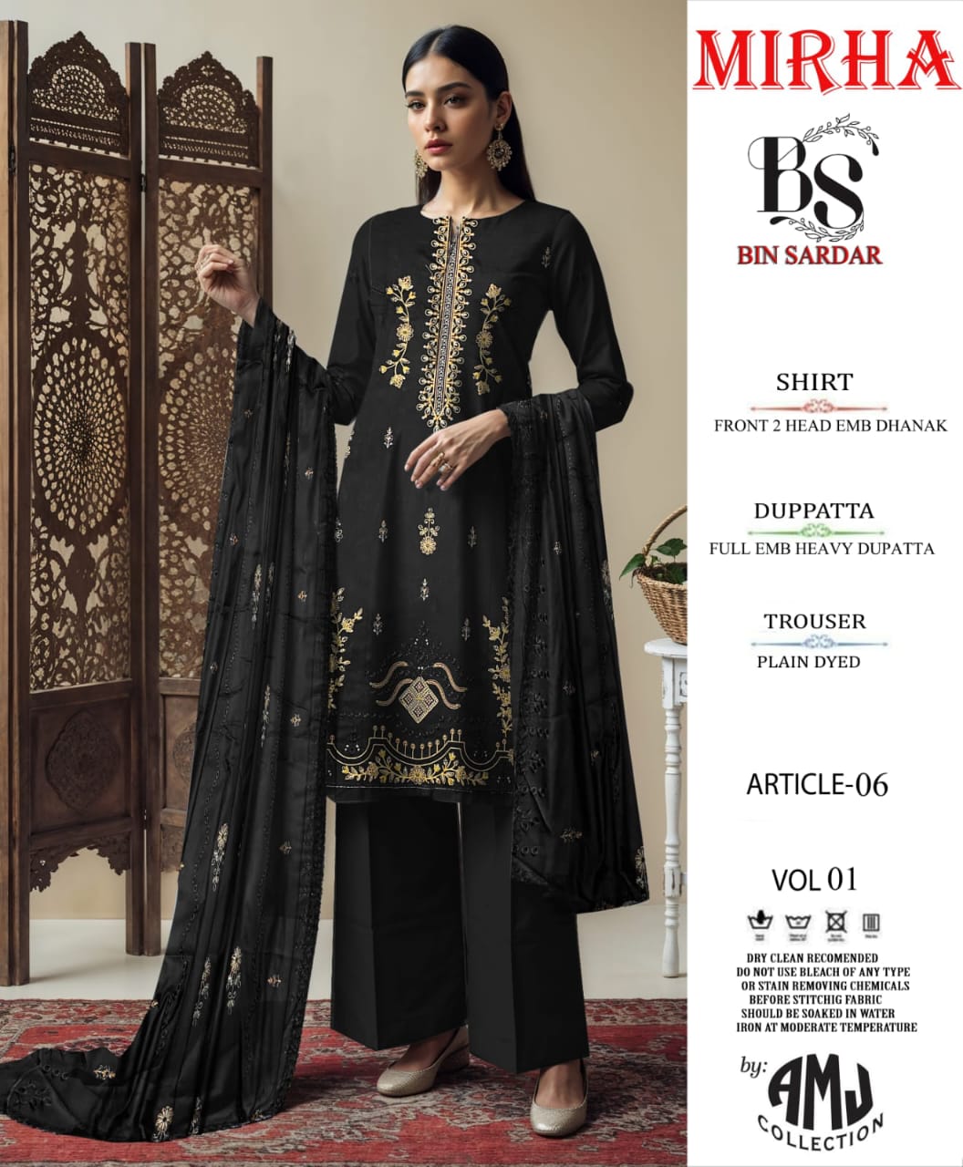 Bin Sardar 2 Head EMB Dhanak 3Piece Vol-1 (6 Suits Set)