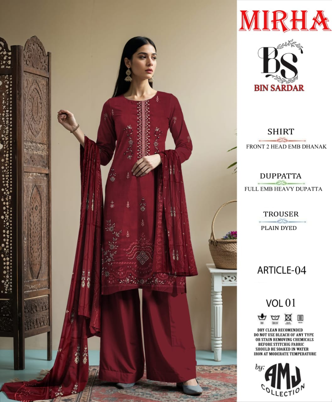 Bin Sardar 2 Head EMB Dhanak 3Piece Vol-1 (6 Suits Set)