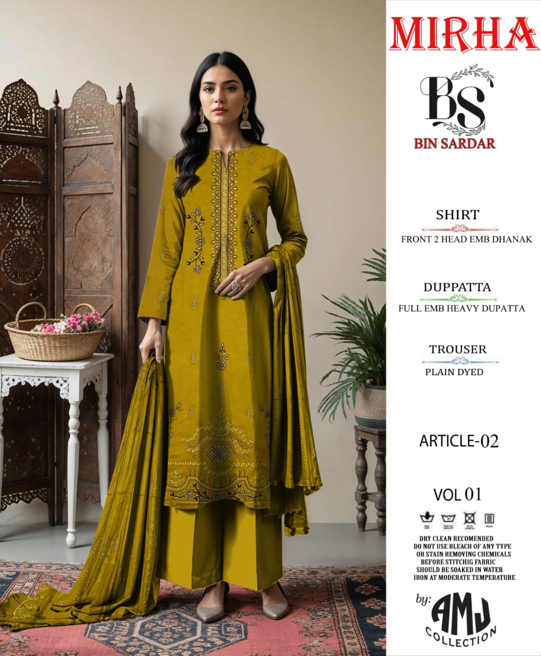 Bin Sardar 2 Head EMB Dhanak 3Piece Vol-1 (6 Suits Set)