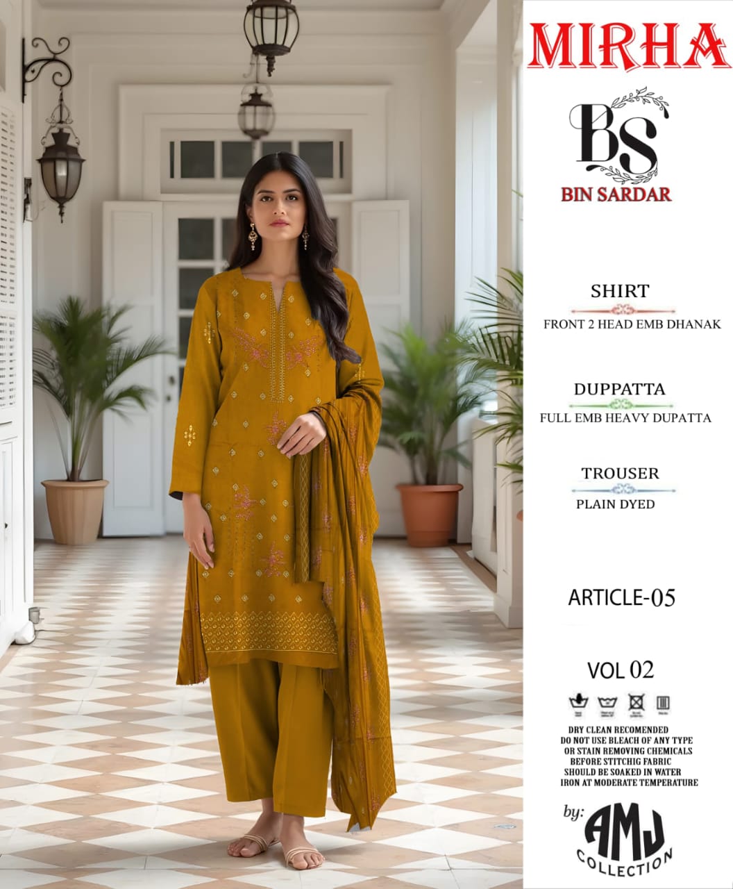Bin Sardar 2 Head EMB Dhanak 3Piece Vol-2 (6 Suits Set)