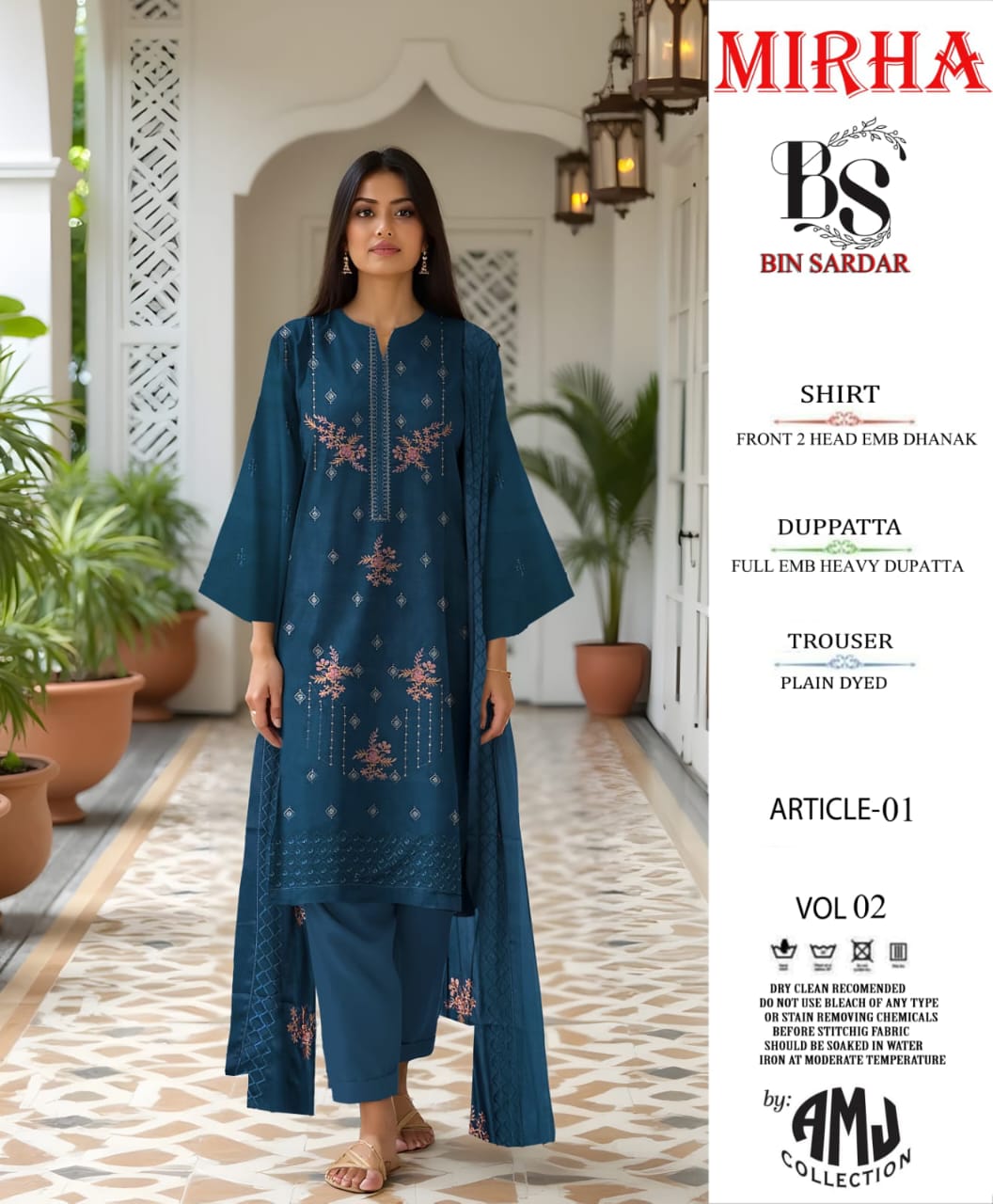 Bin Sardar 2 Head EMB Dhanak 3Piece Vol-2 (6 Suits Set)