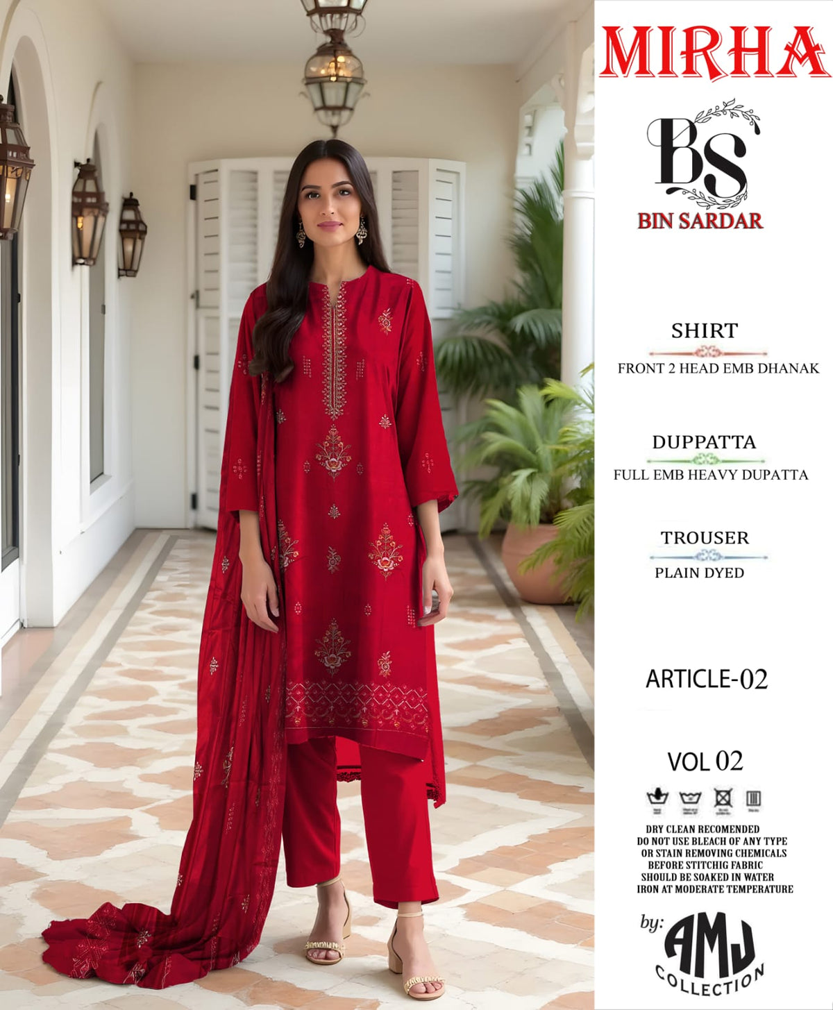 Bin Sardar 2 Head EMB Dhanak 3Piece Vol-2 (6 Suits Set)