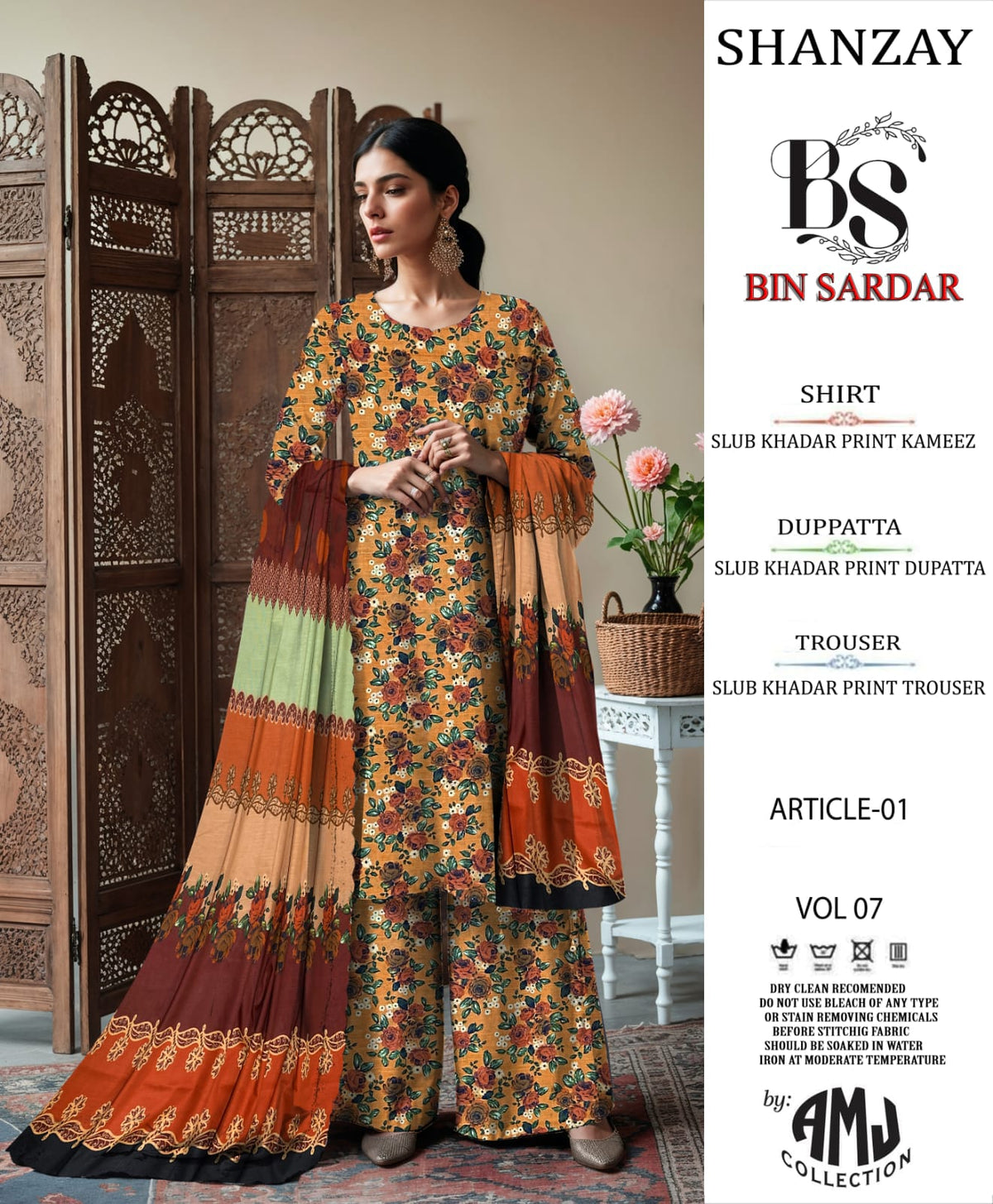 Bin Sardar Printed Slub Khaddar 3Piece Vol-3 (10 Suits Set)