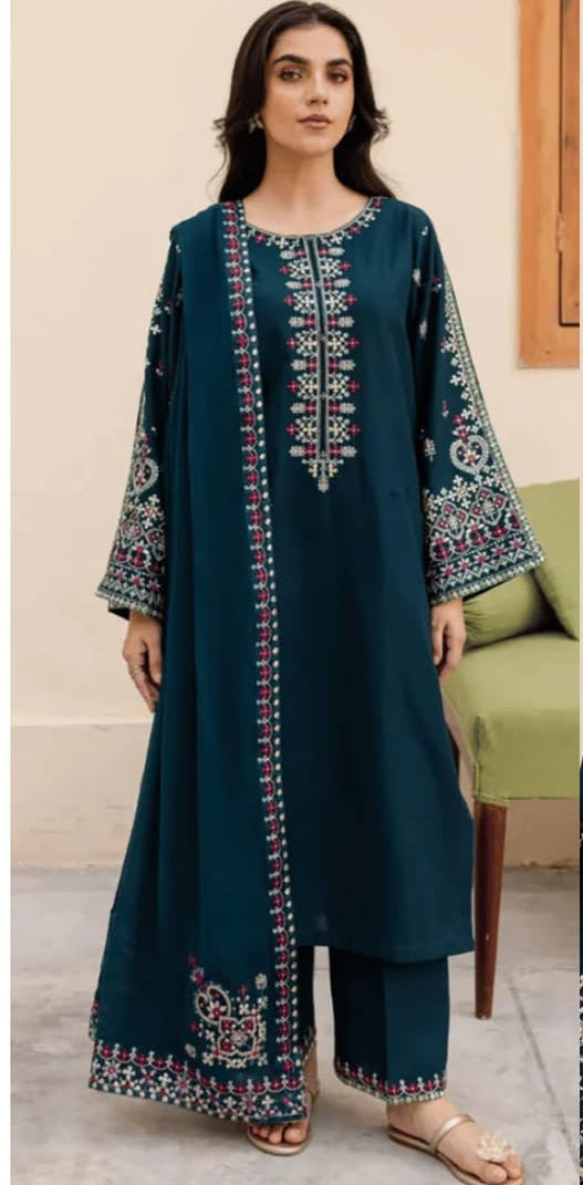 Dhanak Embroidered 3Piece D-001