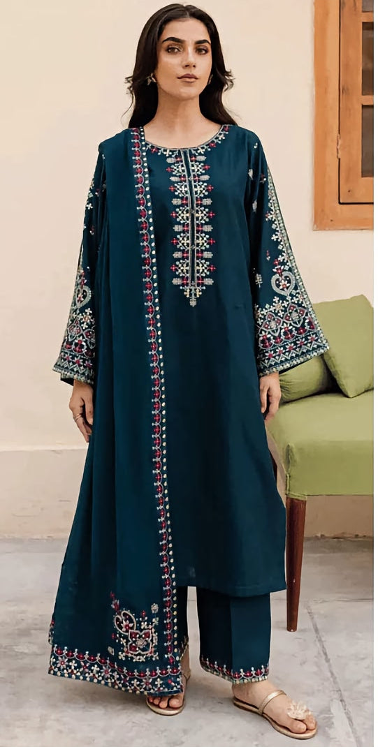 Dhanak Embroidered 3Piece D-001
