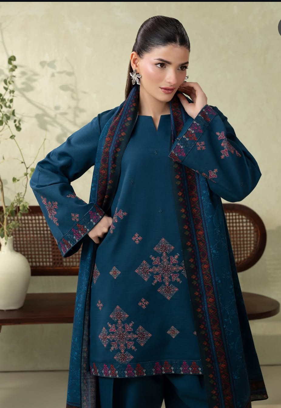 Dhanak Embroidered 3Piece D-003