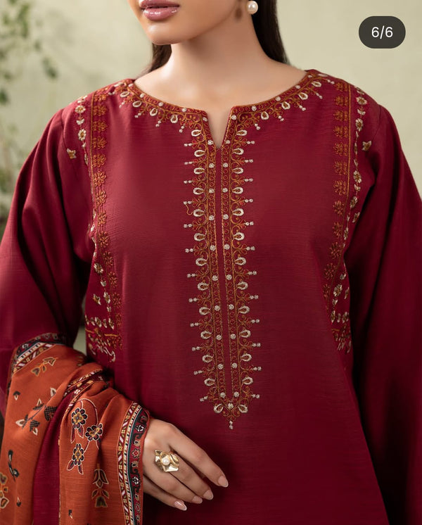 Dhanak Embroidered 3Piece D-004