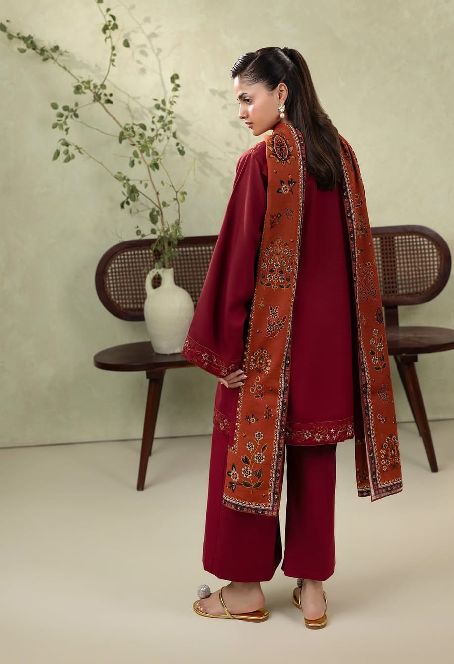 Dhanak Embroidered 3Piece D-004