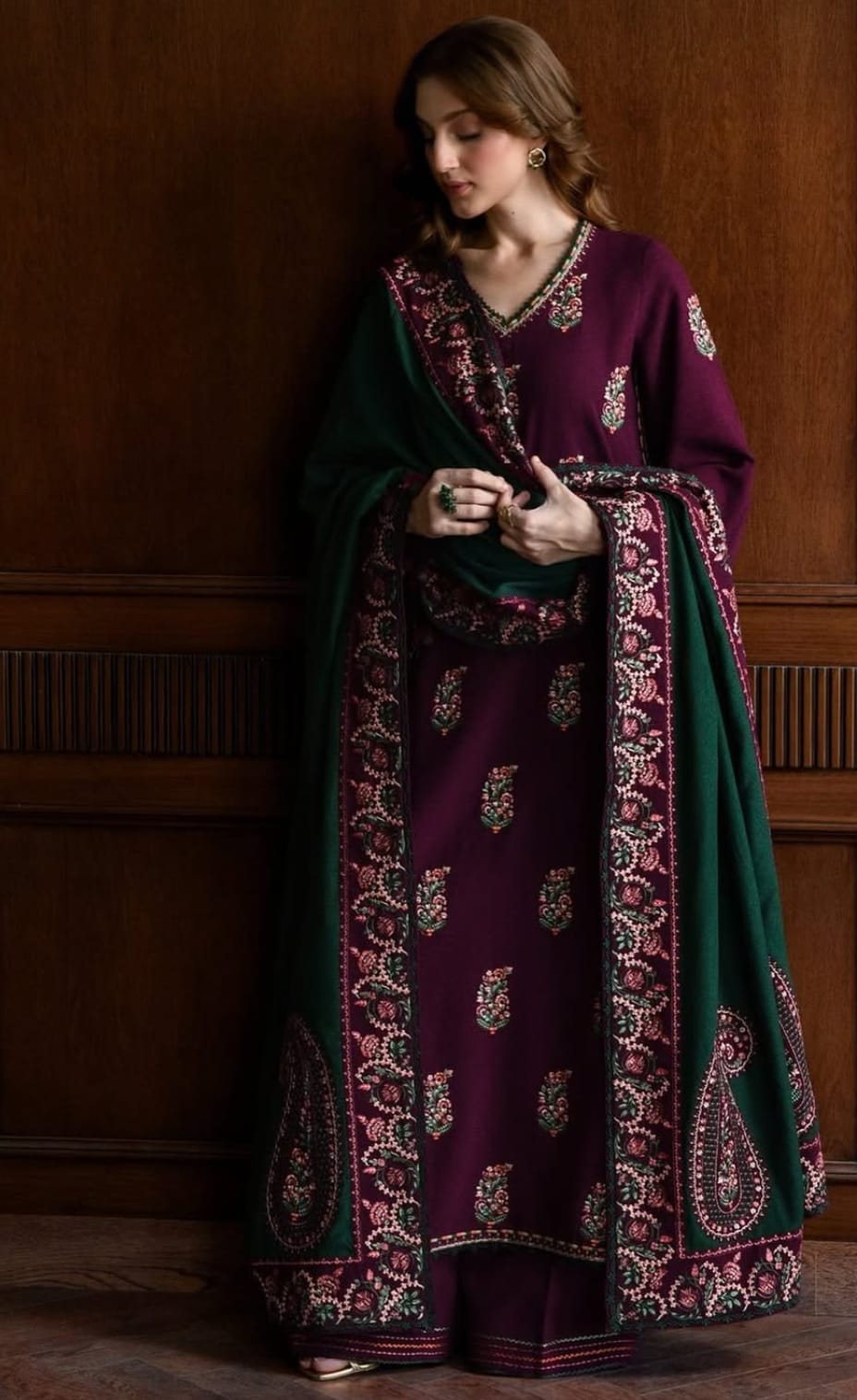Dhanak Embroidered 3Piece D-006