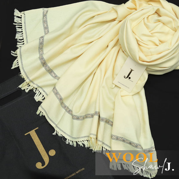 J. Men Wool Shawl Cream