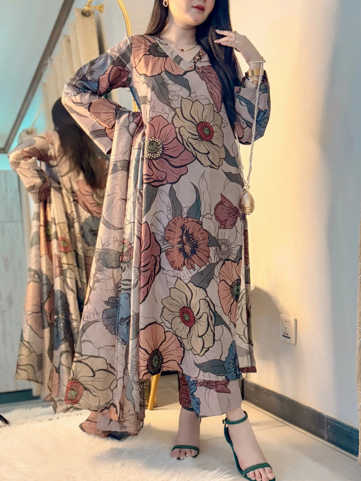 SF - 398 Premium Printed 3 Pc Stitched Suit
